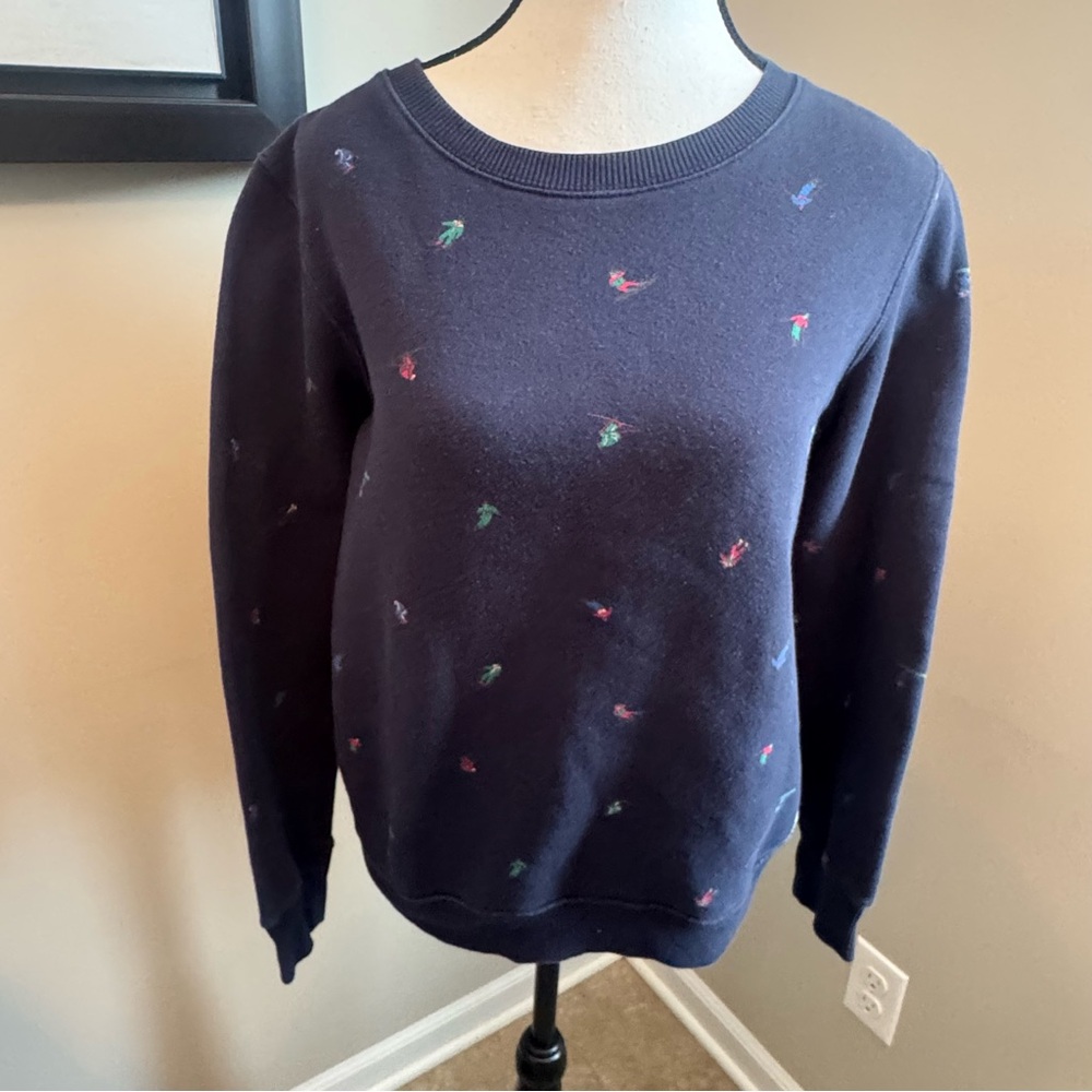 Roots Skiers All Over Print Crewneck Sweatshirt‎ Blue Medium Winter